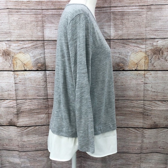 J Crew Mercantile Gray and White Twofer Sweater Size M - Picture 3 of 9